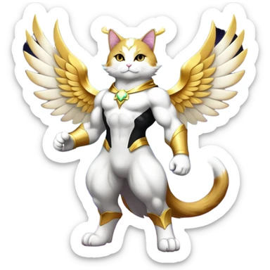 Transcendent celestial infinity cosmic galactic energy Mega neon unicorn dragon hydra hyper rare golden penguin Golden Divine god angel Omni Black and white Super muscular Buff sigma Gigachad cat full body tuxedo colored  sticker