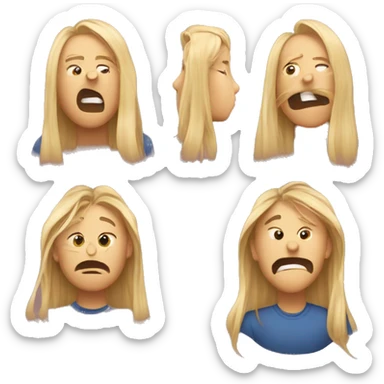 There should be and emoji of flared up nostrils person putting an imaginary strand of hair behind their ears sticker