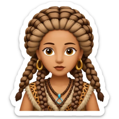 ancient woman wearing animal skin cloth sticker