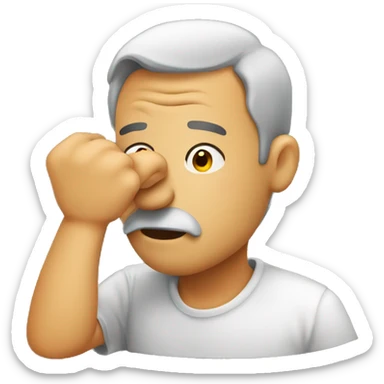 man covering nose smell bad sticker