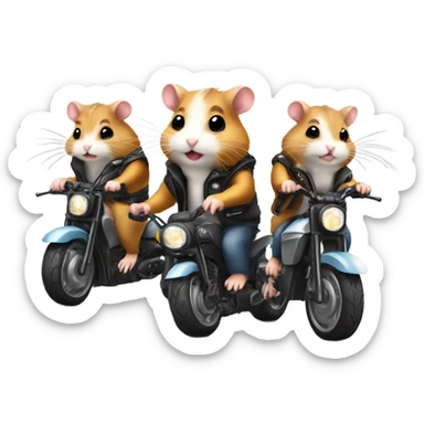 hamsters bikers on road driving motorbikes  sticker