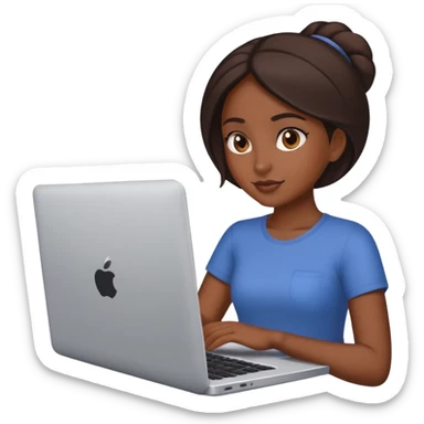 beautiful brown girl working on laptop sticker