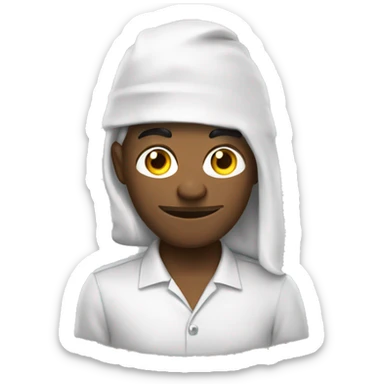 Emoji com a mão no queicho olhando para cima sticker