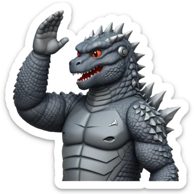 godzilla saluting sticker