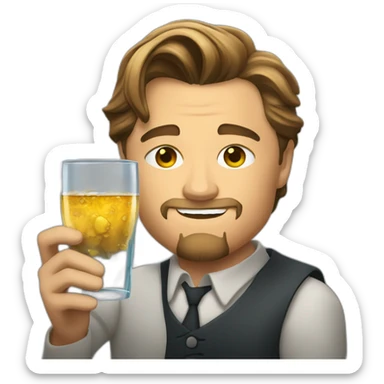 leonardo dicaprio holds a glass sticker