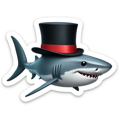 Shark with a top hat sticker