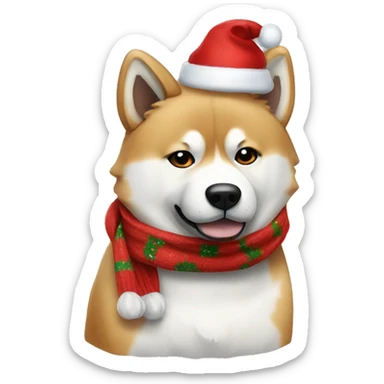 A akita inu with a christmas scarf sticker
