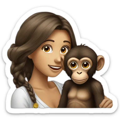 Monkey with beatiful woman sticker
