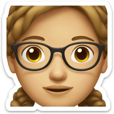 girl with glasses and mid short brown hair sticker
