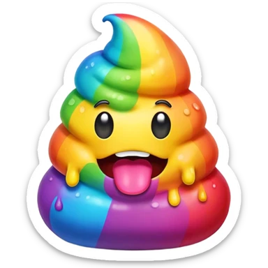 a rainbow poop emoji monster sticker
