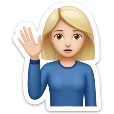 Girl with one hand higher and one hand lower palms out confused  sticker