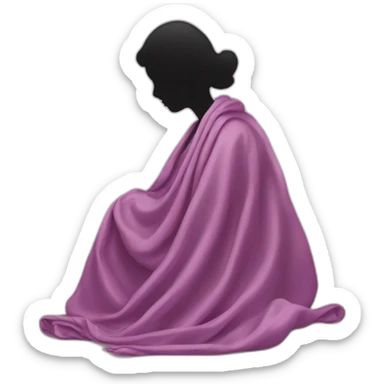 The silhouette of a woman's figure in a silk blanket sticker