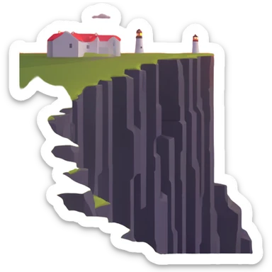 North Cape cliff with midnight sun over horizon sticker