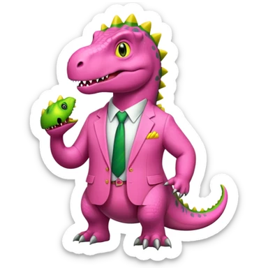 dinosaur in pink office suit sticker