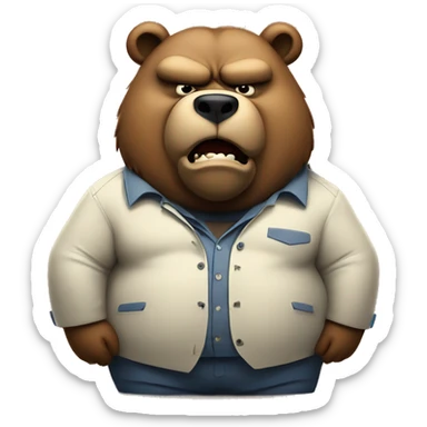 Angry fat bear mad wearing clothes smoking cbd cig sticker