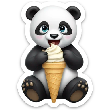 Panda eating ice cream sticker