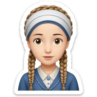 young modest jewish girl braids no headband sticker