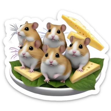 hamster cult with cheese and weed in space on ufo sticker
