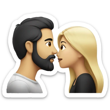 guy with beard kissing girl with black hair sticker