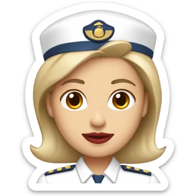 flight attendant dark brown hair  brown eyes red lips  sticker