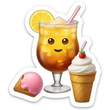 ice tea and ice cream on a table sticker