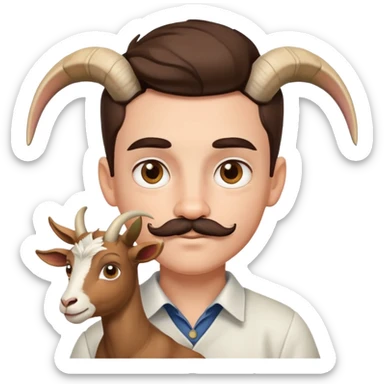 Boy with goa t and mustache with brown eyes sticker