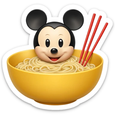 Mickey Mouse bowl noodle yellow bowl sticker