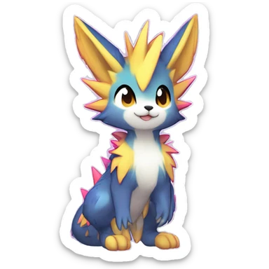 Anthro Scalie Spiky Cool Edgy Magical Shiny Colorful Pastel Sparkle Kemono-style Chibi Fantasy-Animal-Fakémon-Pokémon-Hybrid Fur Sona Aesthetic Full Body sticker