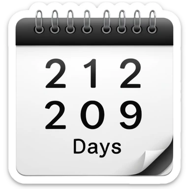 calendar with the words '2 days' typed on it sticker