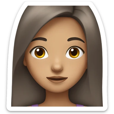 A girl with long brown hair, black eyes and long eyelashes, dark brown eyes sticker
