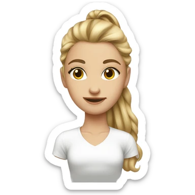 Hazel colored eyed dirty blonde ponytail girl white sticker