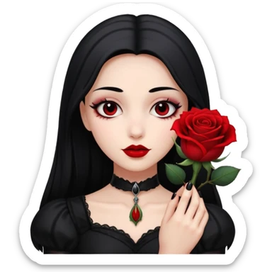 Gothic black nails holding rose  sticker