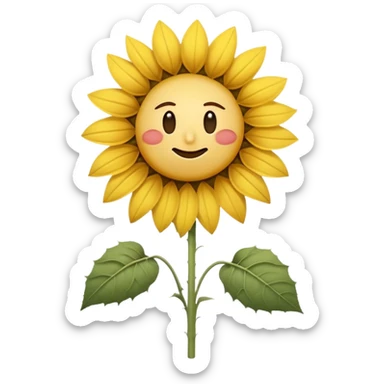 sunflower with bent stem and faded yellow petals, styled like the iOS wilted rose emoji, showing signs of wilting sticker