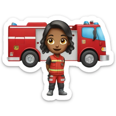 Fire truck girl sticker