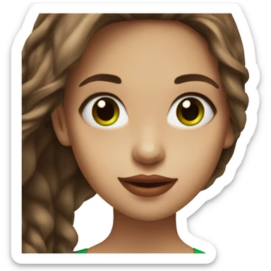 girl with green eyes and long brown hair with smile and big red lips  sticker