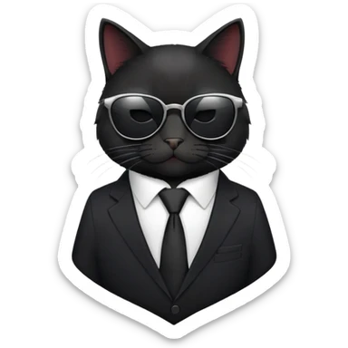 Black cat in a business black suit with sunglasses sticker