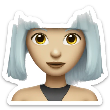 alien from space with platinum blonde fringe hair sticker