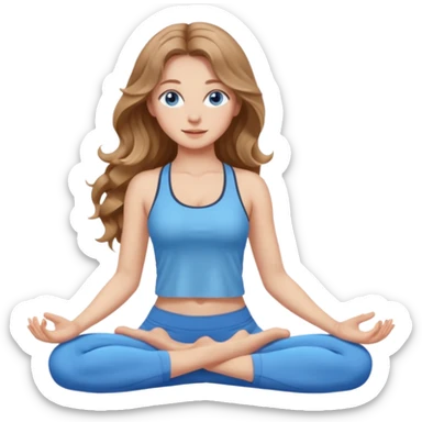 Girl with light brown wavy long hair and blue eyes who likes yoga sticker