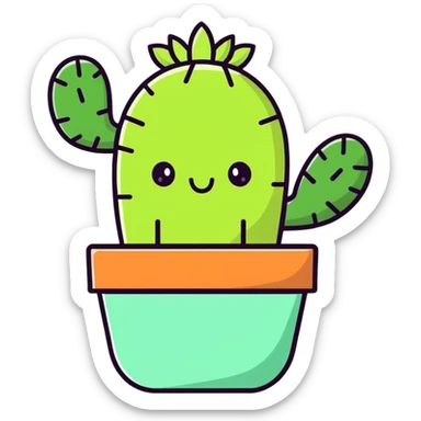 Happy glitter Cactus in a pot  sticker