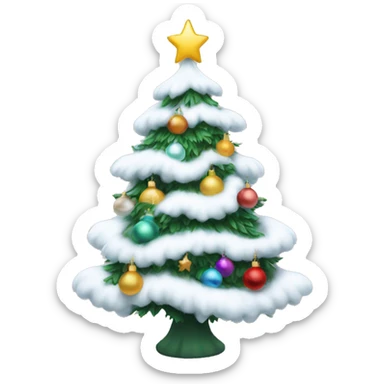 White Christmas tree with ornaments  sticker