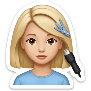 A girl that is getting hair done sticker