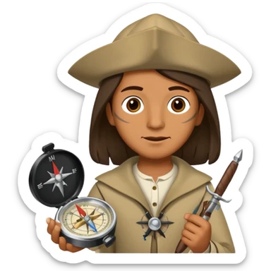 Columbus with compas and knife sticker