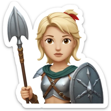 white woman spartan warrior holding spear and shield sticker