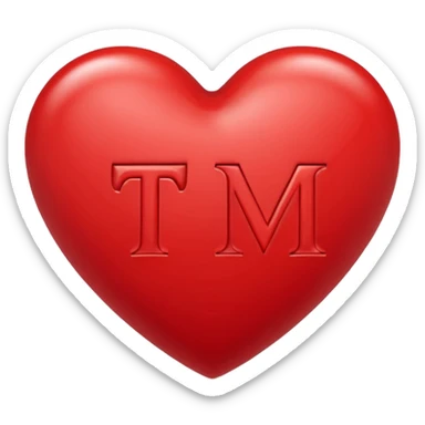t and m initials inside a heart sticker
