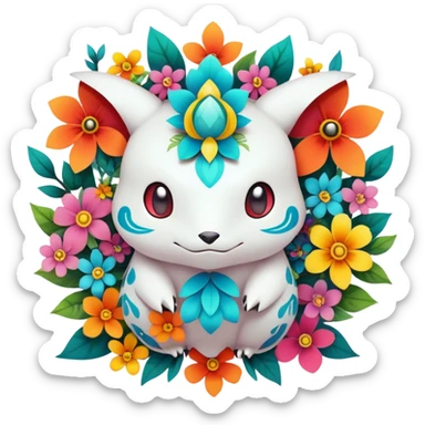Colorful Floral Fakémon-Pokémon-creature sticker
