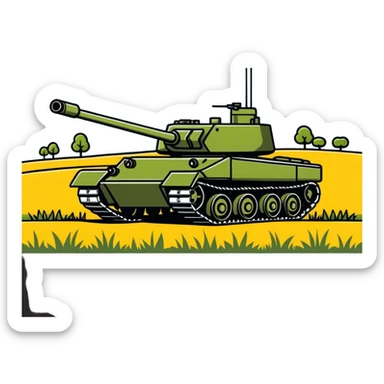 A tank in a field sticker