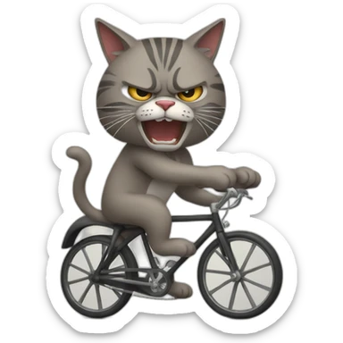 Angry cat on cycle sticker