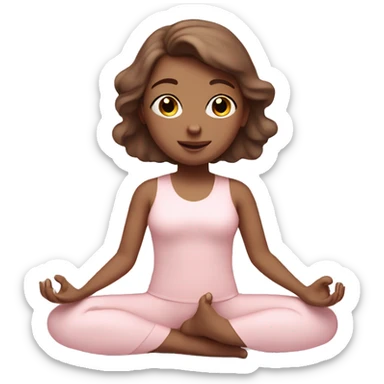 angelic brown hair yoga girl in light pink yoga outfit sticker