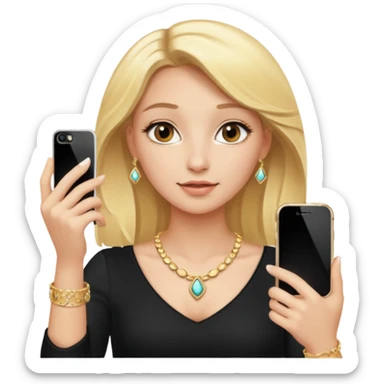 phone selfie blonde jewelry girl sticker