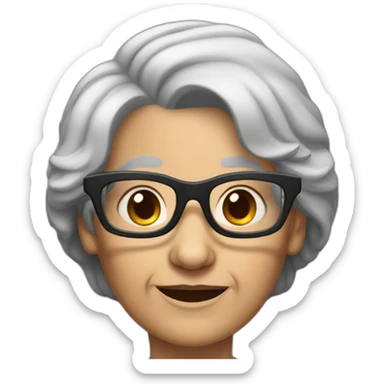 Old woman With black hair, wrinkles glasses sticker